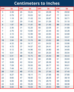 Buy Table Cm To Inches Conversion Chart 8 X 6 Inches Vinyl Decal