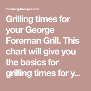 Foreman Grill Grilling Time Chart George Foreman Grill Grilling