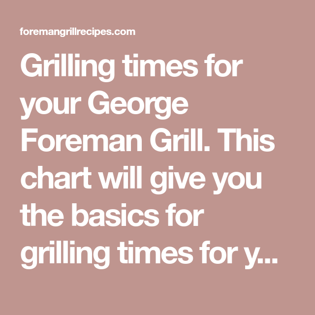 Foreman Grill Grilling Time Chart George Foreman Grill Grilling 