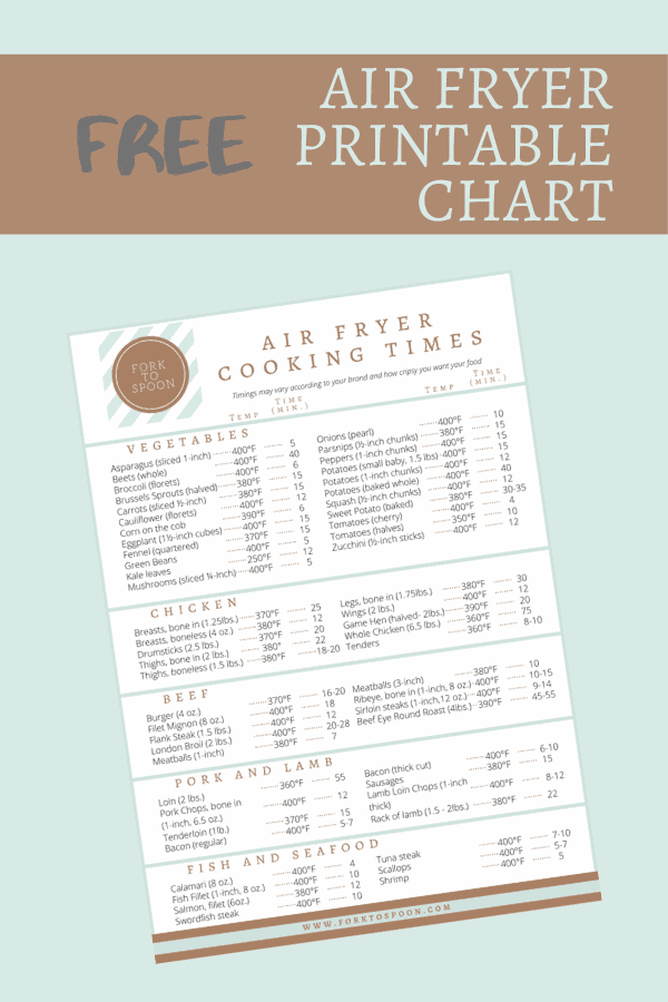 Free Printable Air Fryer Cooking Chart Fork To Spoon