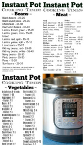 Free Printable Instant Pot Pressure Cooker Time Chart