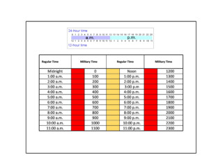 Printable Military Time Conversion Chart