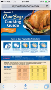 Reynolds Bags Cooking Chart