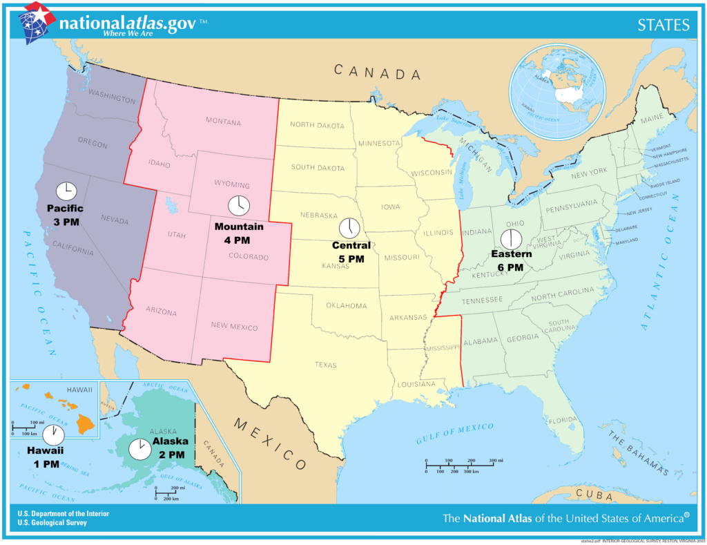 Time Zone Map With States Labeled